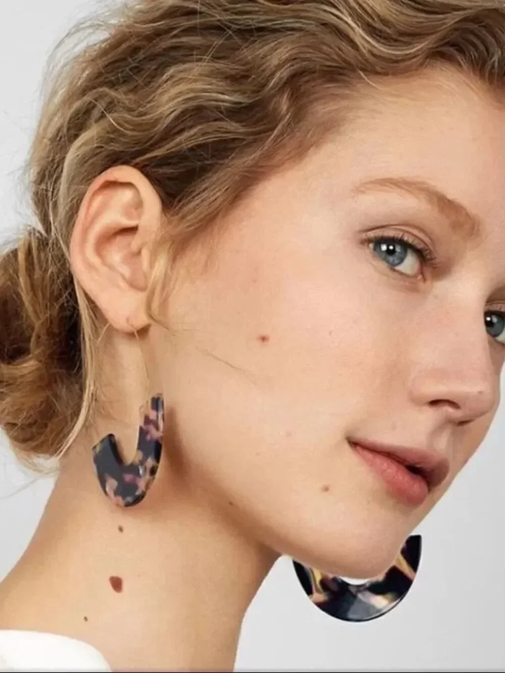 Baublebar Navy Marble Acetate Semi-Circle Earrings